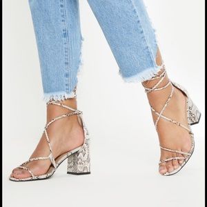 Snakeskin Block heel sandals